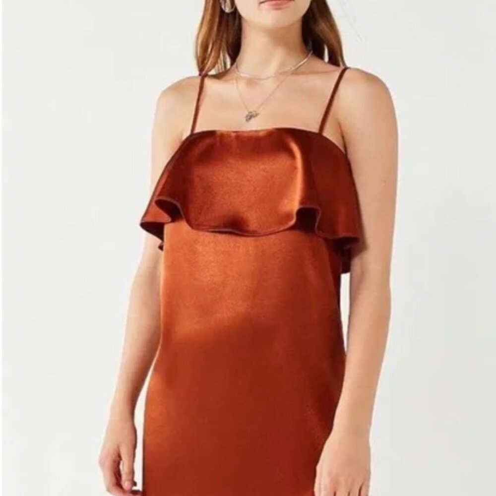 UO Urban Outfitters Kimchi Blue - Rust Copper Orange Slip Dress Small NWT